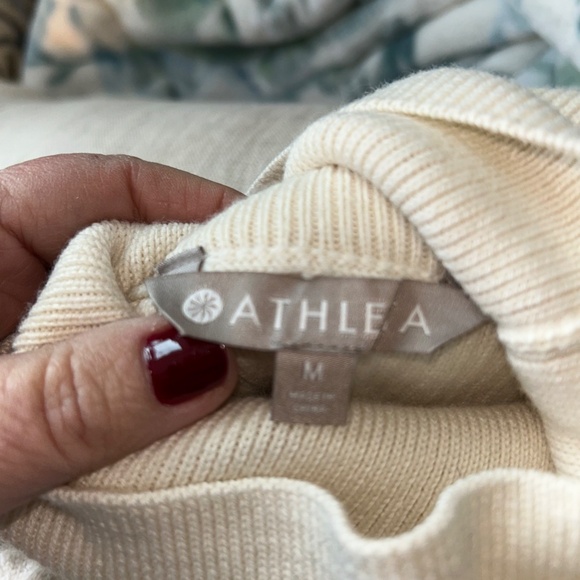 Athleta | "Mesa" hybrid T-Nick sweater | Cream | Women's M | Wool/poly blend - Picture 2 of 5